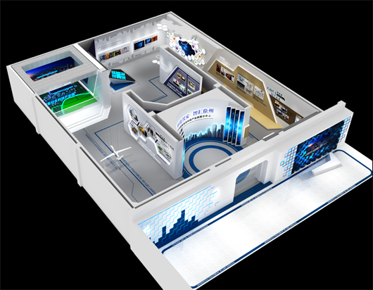 科技產(chǎn)業(yè)園展廳設(shè)計方案的鳥瞰圖
